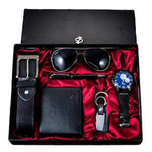 Gift Set: Valentines Day Gift for Him Men's 6PC Leather Accessories