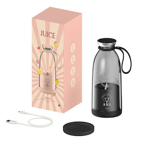 Portable Wireless Charging 500ml Gym Bottle Blender - Black