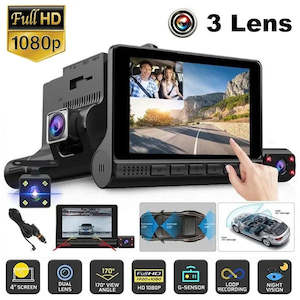 Car Accessories: 3 Lens FRONT/REAR/INSIDE HD Touch Control Car Dash Cam, Motion Sensor Loop Recording Car DVR Camera