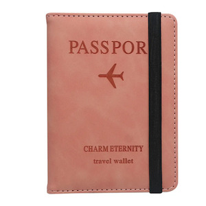 Passport Holder Travel Wallet RFID Blocking PU leather Case Cover - Pink