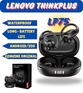 LP75 True Wireless Headphone with Mic Ear-Hook Sports Earphone - Black