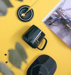Portable USB Ceramic Coffee Mug set with Thermostat Heating Coaster