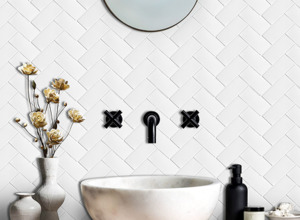 Frontpage: White Herringbone Peel & Stick Vinyl Wall Tile – 10 Pack