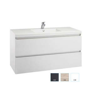 Vanities: ENGLEFIELD VALENCIA WALL HUNG 1200MM DOUBLE DRAWER VANITY - 3 COLOURS
