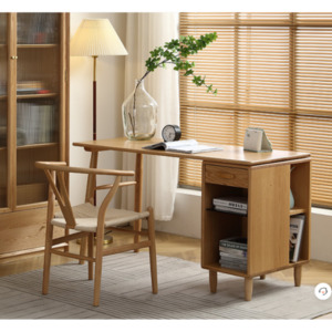 Products: Berlin Natural Solid Oak Desk with storage
