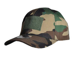 Cap Hats: TACTICAL CAMO CAP VELCRO -WOODLAND