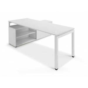 Ultimo Workstation: Desk and Cupboard Return 1800 x 1600 Standard Metal Leg