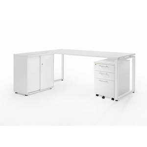 Rapid Dispatch Standing Fixed Height Desks: Ultimo Desk & Storage Combos White Closed Leg