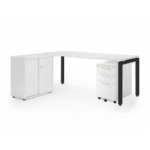 Ultimo Desk & Storage Combos White Standard Metal Leg
