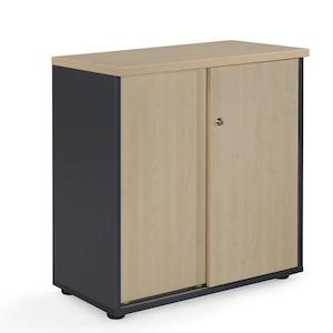 Rapid Dispatch Storage: Milan Cupboard Maple/Dark Grey