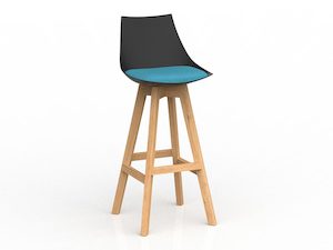 Luna Black Barstool with Oak Base