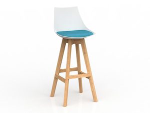 Luna White Barstool with Oak Base