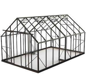 Glasshouses: 3.2m x 5.1m Glasshouse 4mm Toughened Glass with Black Frame