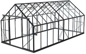 Glasshouses: 3.2m x 6.4m Glasshouse 4mm Toughened Glass with Black Frame