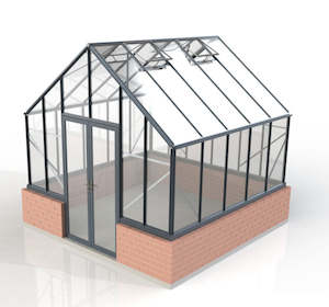 3.2m x 3.2m Elite Stonewall Glasshouse with Black Frame