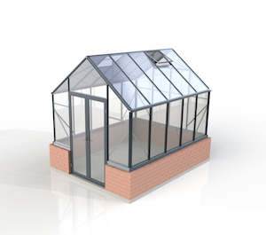 Glasshouses: 2.6m x 3.2m Elite Stonewall Glasshouse with Black Frame