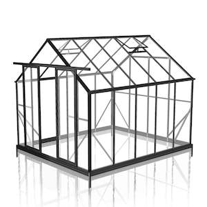 2.6m x 3.2m Glasshouse 4mm Toughened Glass with Black Frame