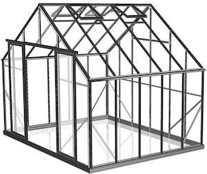 Polycarbonate: 3.2m x 3.2m Polycarbonate Greenhouse - Black Frame
