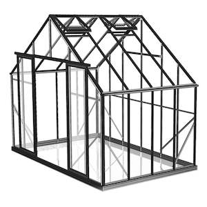 Polycarbonate: 3.2m x 2.6m Polycarbonate Greenhouse - Black Frame