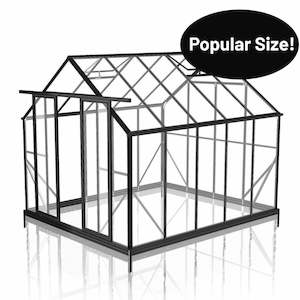 Polycarbonate: 2.6m x 3.2m Polycarbonate Greenhouse - Black Frame