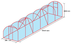 Tunnel Houses: 2.35m x 10m Timber Base Tunnel House