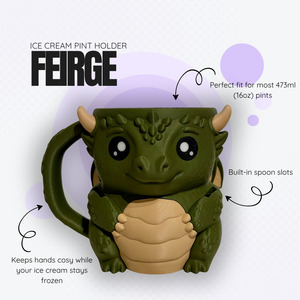 Feirge the Green Dragon Ice Cream Pint Holder