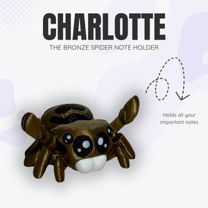 Products: Charlotte the Bronze Spider Note Holder