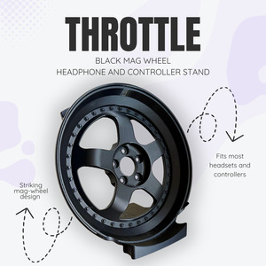 Controller Headset Stands: Throttle the Black Mag Wheel Headphone and Controller Stand