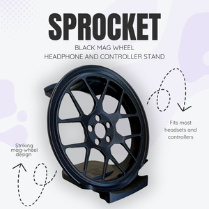 Controller Headset Stands: Sprocket the Black Mag Wheel Headphone and Controller Stand