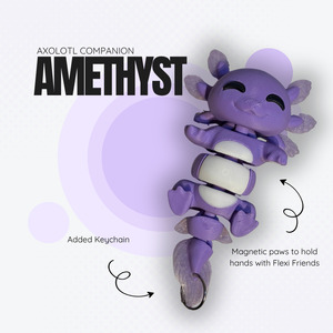 Amethyst the Purple Axolotl Magnetic Companion