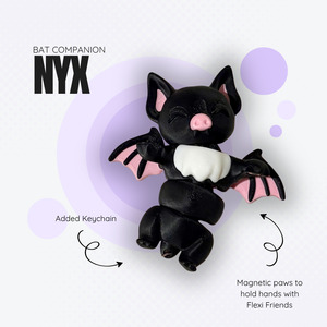 Nyx the Black and Pink Bat Magnetic Companion