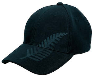 Embossed Silver Fern Cap – Ottoman Fabric, Structured 6-Panel, Adjustable Gunmetal Buckle
