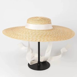 Traveler Hats: Simple Fashion Strap Straw Flat Top Straw Hat Travel Hat