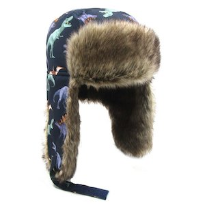 Boys Dinosaur Print Thick Warm Ear Protection Kids Hat