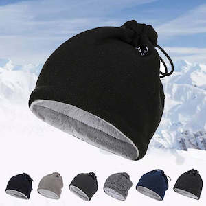 Outdoor Plush Thermal Beanie – Windproof Wool Hat with Neck Cover for Cold Weather