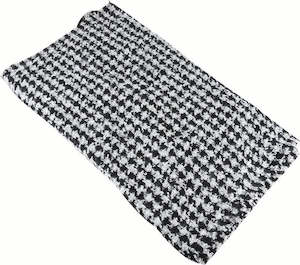 All: Wide Brushed Acrylic Houndstooth Scarf with Fringe