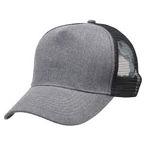 Heathered Mesh Trucker Cap – 5-Panel Design, Heathered Fabric Front, Adjustable Fit