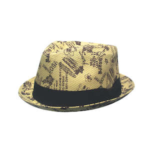 Printed Paper Trilby Hat with Petersham Band