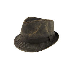 Premium Trilby Hats: Bosley Distressed Weathered Cotton Trilby Hat with Water-Repellent Finish