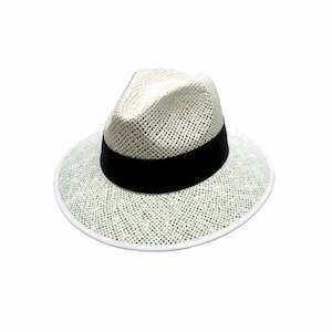 Premium Panama Hats: Desmond White Openweave Panama Bowls Hat with Cotton Under-Brim and Puggaree Band
