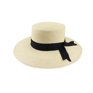 Premium Straw Hats: Ashbury Brisa Grade 3 Toquilla Straw Boater Hat with Petersham Tails and 9.5cm Brim