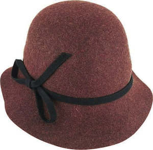 Alice – Wool Felt Cloche Hat with Bow Trim by Maddison Avenue