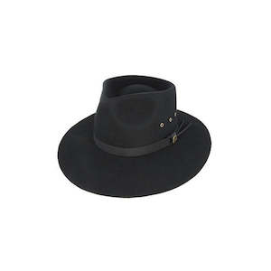 Clancy Water Repellent Wool Felt Aussie Hat with Leather Band and Tails