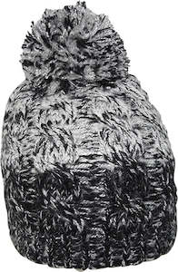 Premium Beanie: Acrylic Pattern Knit Beanie with Chunky Pom – Two-Tone Cable Design