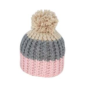 Tina – Chunky Stripe Acrylic Knit Beanie with Pom
