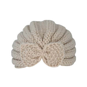 Premium Beanie: Avenel Peaches Infant Knit Turban Beanie with Bow – Acrylic Pull-On Hat