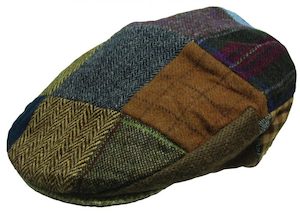 Premium Flat Caps: Hanna Patch Vintage Flat Cap – Donegal Tweed Wool, Handcrafted in Ireland