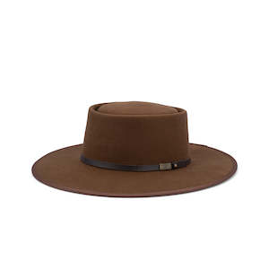 Premium Cowboy Hats: Jagger – Wool Felt Gambler Hat with 8.5cm Bound Flat Brim and Leather Band