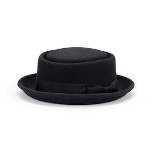 Leroy – Australian Wool Felt Pork Pie Hat with Circle Crease Crown and Petersham Band