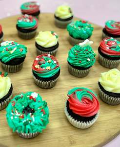 All: Christmas decorated chocolate cupcakes